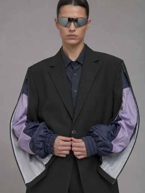 Zip-Sleeve Tailored Blazer