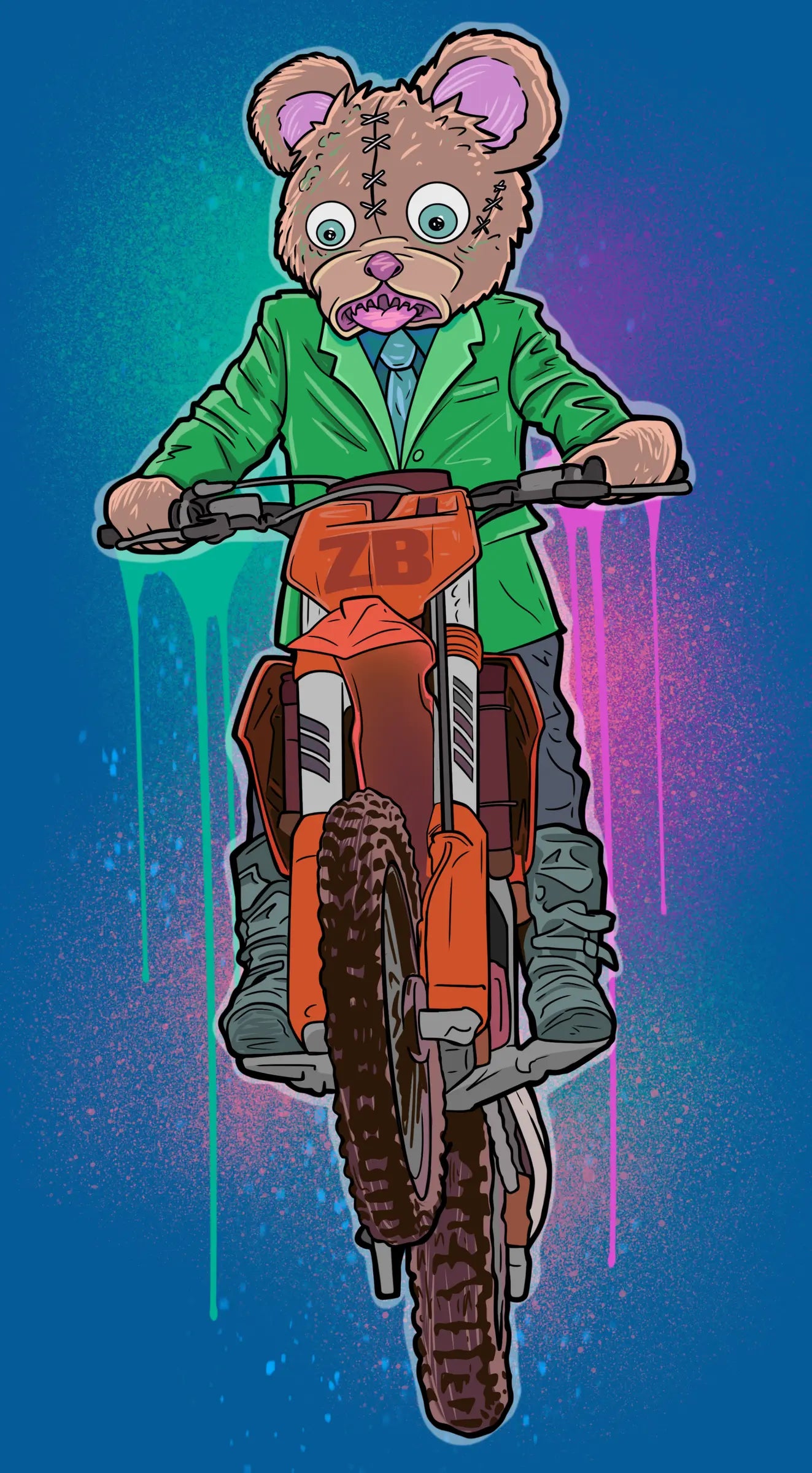 The latest Zombie Bear riding a motorcycle